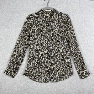 Equipment Femme Silk Leopard Print Button Up Blouse Womens M Luxe Classic